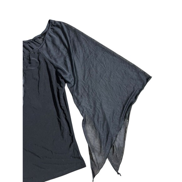 Y2K Anna Blouse Lace Up Front Black Whimsigoth Grunge Witchy Lightweight Sz 1X - Picture 5 of 16